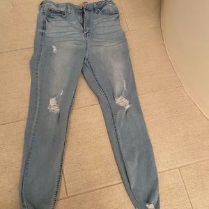 light washed blue ripped jeans